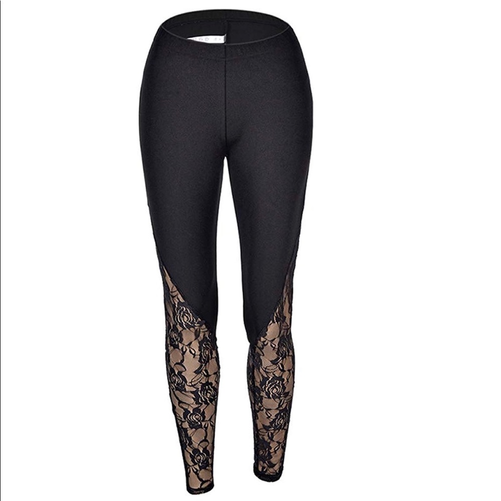 Women’s Yoga pants printed lace gym leggings Large - Picture 5 of 8